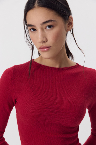 Лонгслив вязанный со сборкой Charmstore, цвет: винный, 313-43785-451 купить онлайн