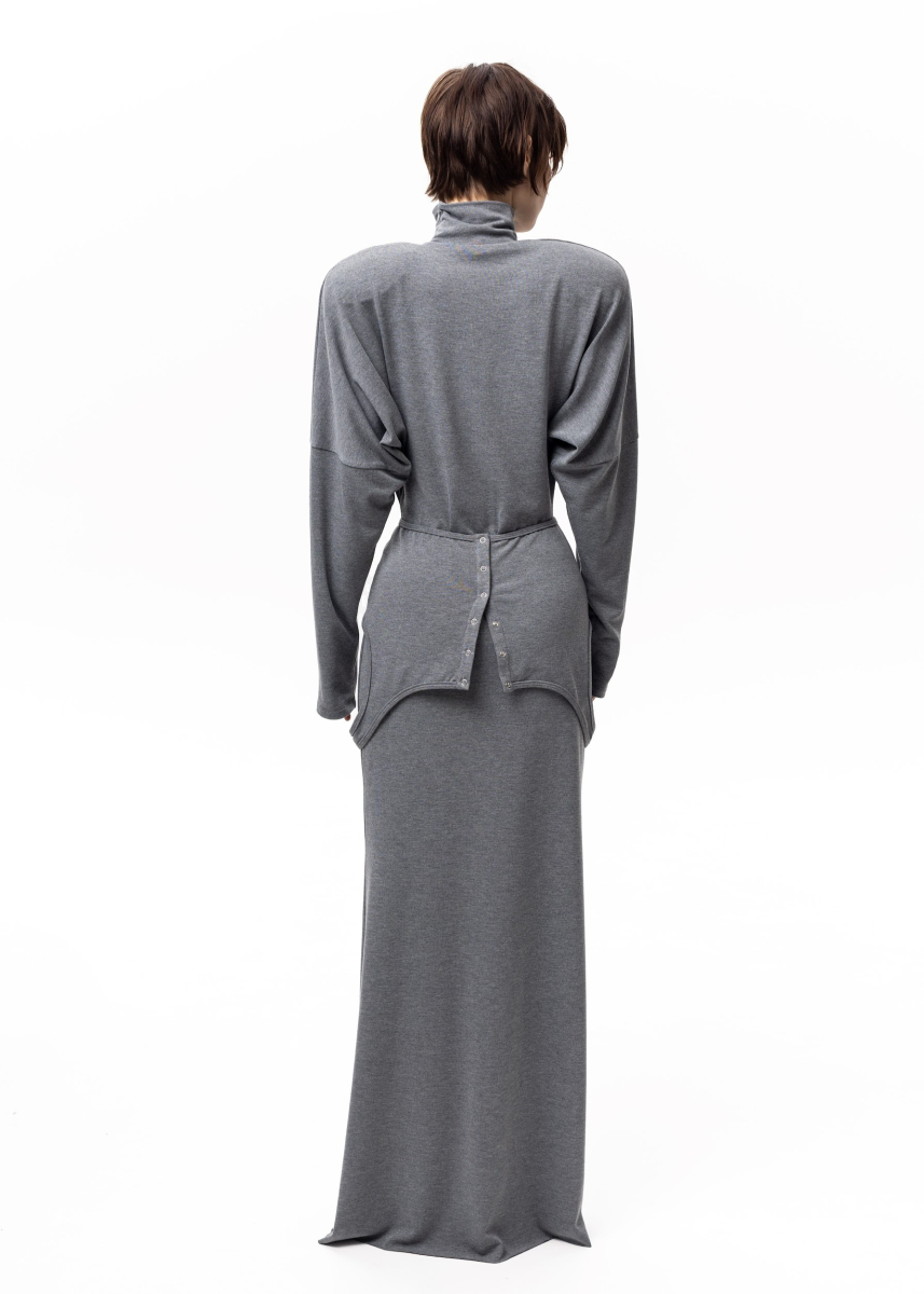 Платье с подплечниками из вискозы ASYA SEMYONOVA, цвет: grey, 00-00002502 купить онлайн