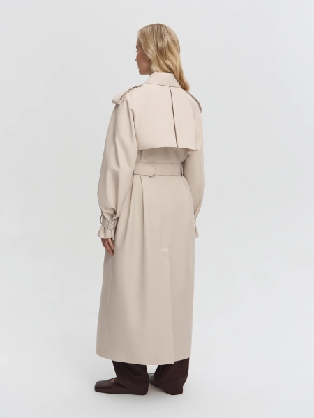 Двубортный тренч ANNA PEKUN, цвет: бежевый,  купить онлайн