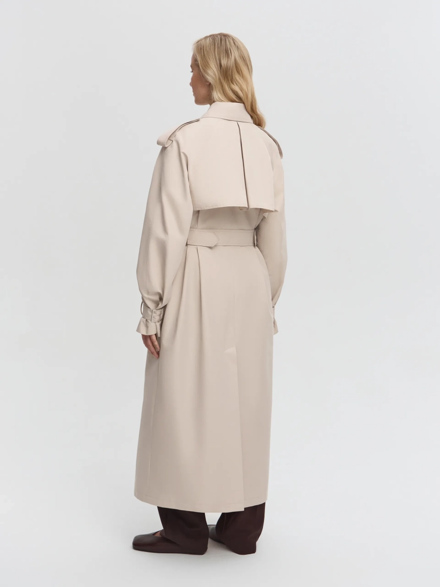 Двубортный тренч ANNA PEKUN, цвет: бежевый,  купить онлайн