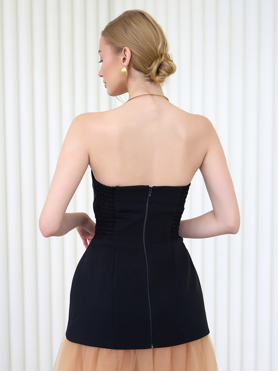 Платье с юбкой из сетки I.B.W., цвет: черный/бежевый, ED061 купить онлайн