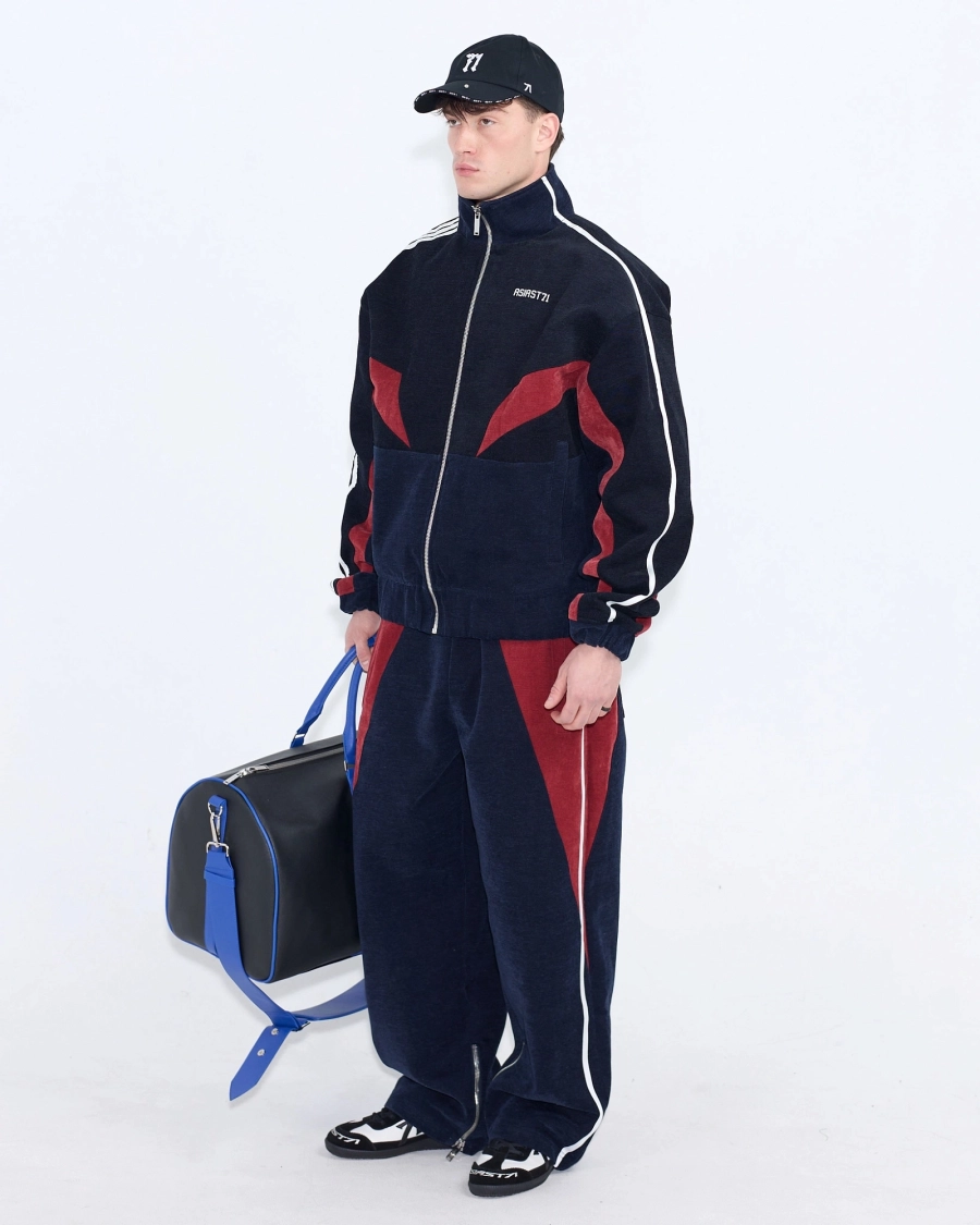 Джоггеры из велюра с лампасами ASIA ST 71, цвет: синий,  купить онлайн