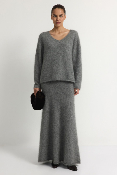 Юбка из смесовой ангорской шерсти TOPTOP, цвет: серый, TTS.072.18201.800 купить онлайн