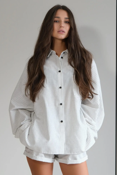 Рубашка объемная в полоску