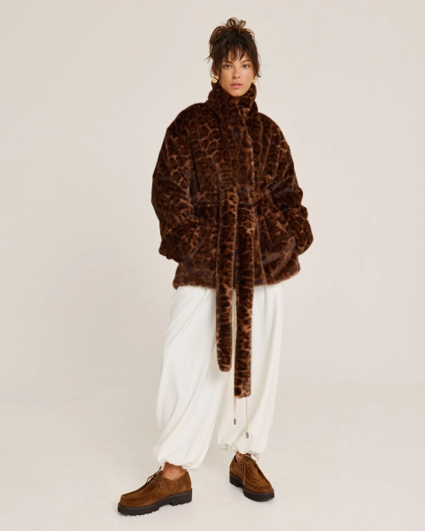 Пальто меховое LEOPARD Anmuse, цвет: разноцветный, FUR25W184-LEO купить онлайн