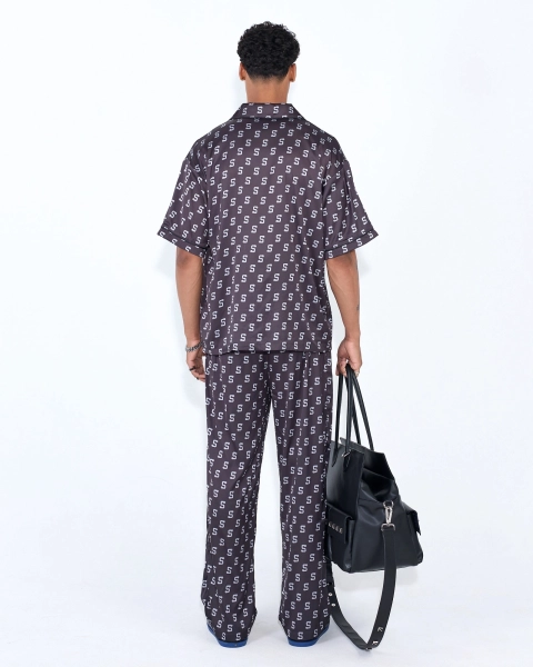 Брюки из сатина с монограммой ASIA ST 71, цвет: Черный, Ast71.pants-satin-black купить онлайн
