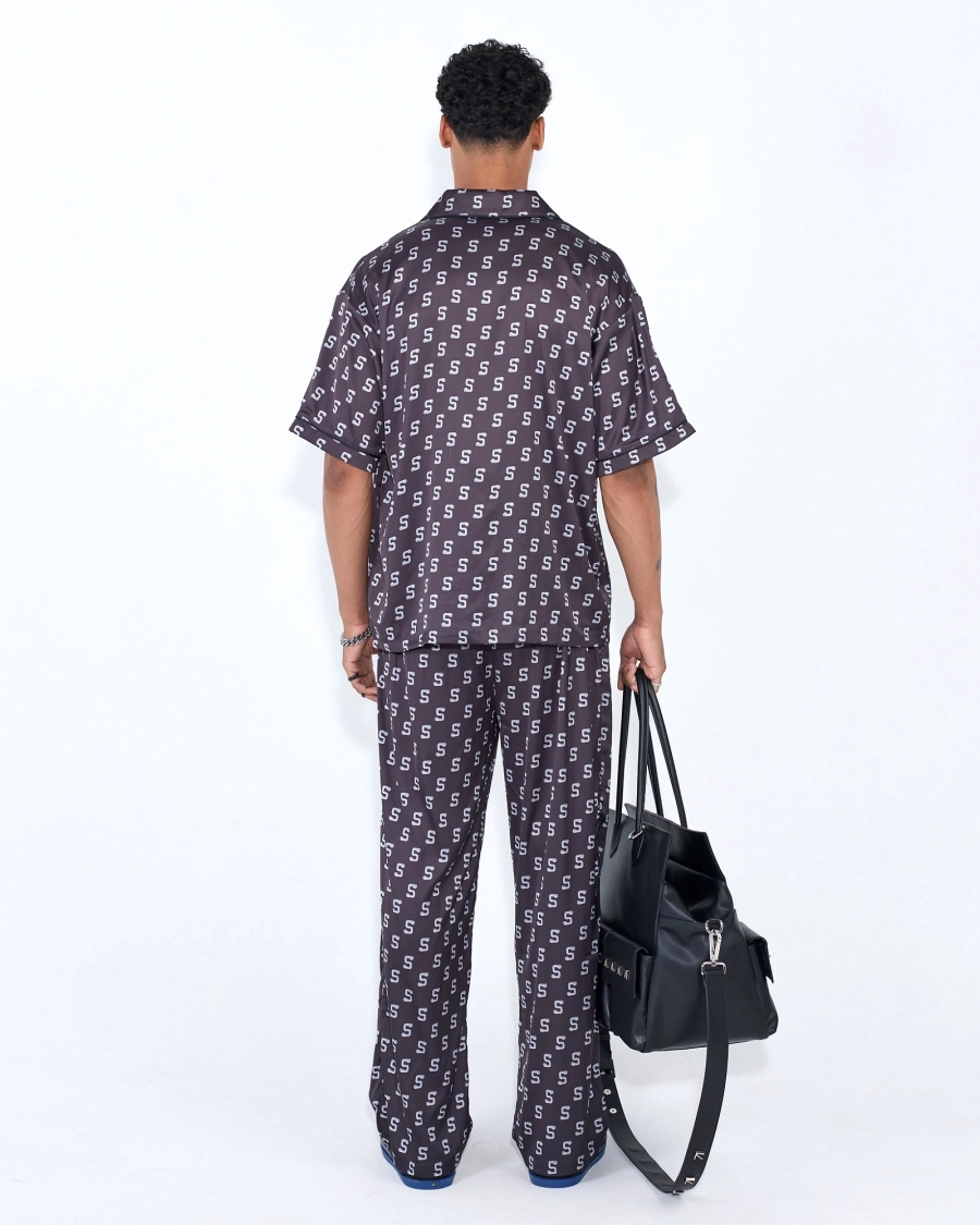 Брюки из сатина с монограммой ASIA ST 71, цвет: Черный, Ast71.pants-satin-black купить онлайн