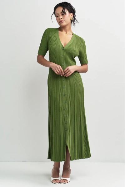 Платье трикотажное на пуговицах Erist store, цвет: зеленый, НФ-00003311 купить онлайн