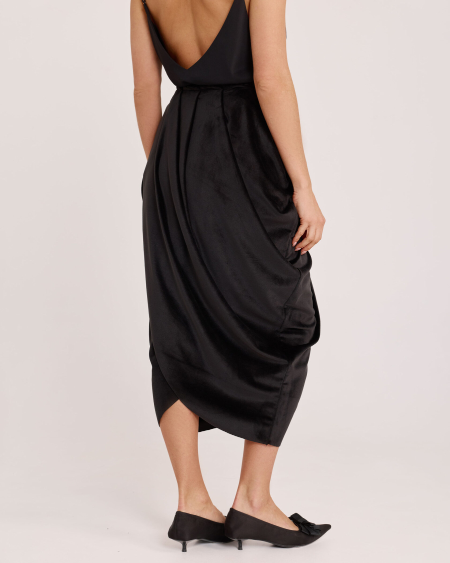 Юбка миди из бархата BLACK Anmuse, цвет: Черный, SKT25W212-BLC купить онлайн