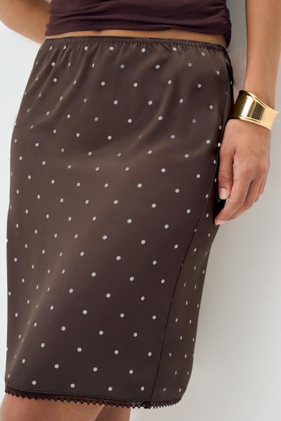 Юбка из сатина в горох Charmstore, цвет: шоколадный, 116-39239-551 купить онлайн
