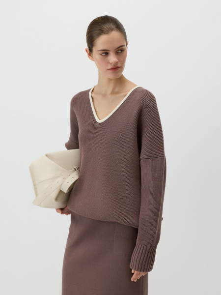 Удлиненный пуловер Conso, цвет: коричневый, KPL 260703 - кофейный купить онлайн