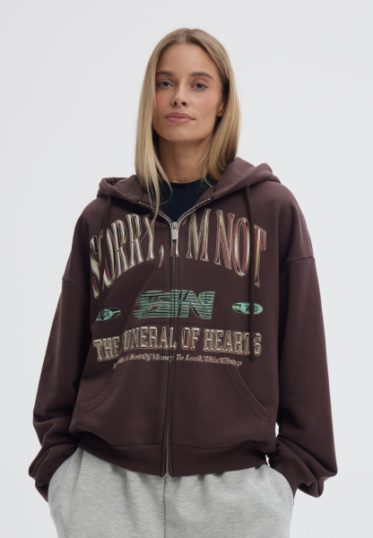 Худи ZIP VILLE SORRY, I’M NOT, цвет: коричневый,  купить онлайн