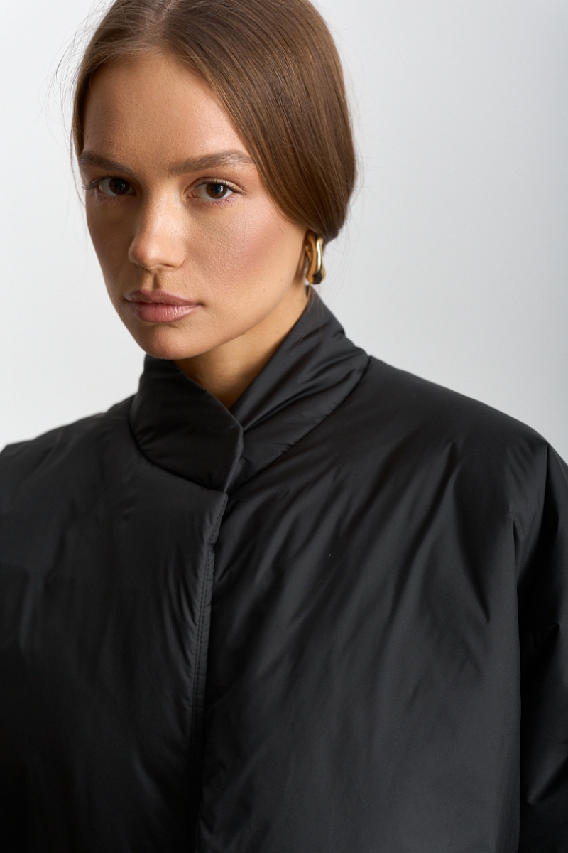 Куртка с цельнокроеным рукавом с поясом Ricoco, цвет: Черный, 3052/1 купить онлайн