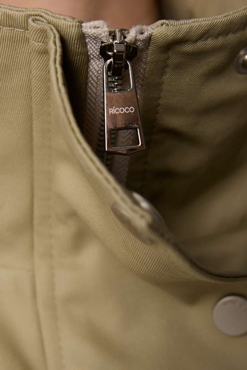 Ветровка с асимметричной планкой со съемным утеплителем Ricoco, цвет: оливковый, 7069/2 купить онлайн