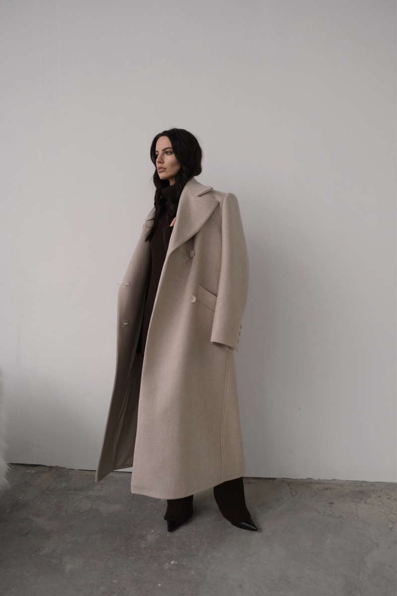Пальто макси Form MINI, цвет: бежевый, НФ-00000433 купить онлайн