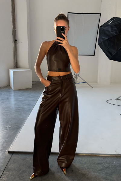 Топ из экокожи BROWN Label .B, цвет: BROWN, Tp.07.2/4BRN купить онлайн
