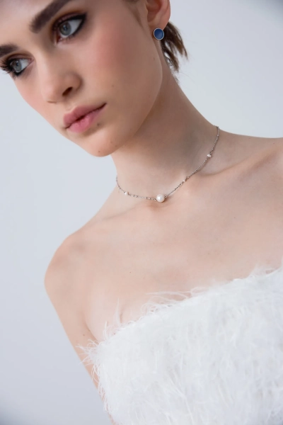 Серебряное колье-чокер "Base pearl" обновленное SBLESKOM, цвет: серебро, 11956 купить онлайн