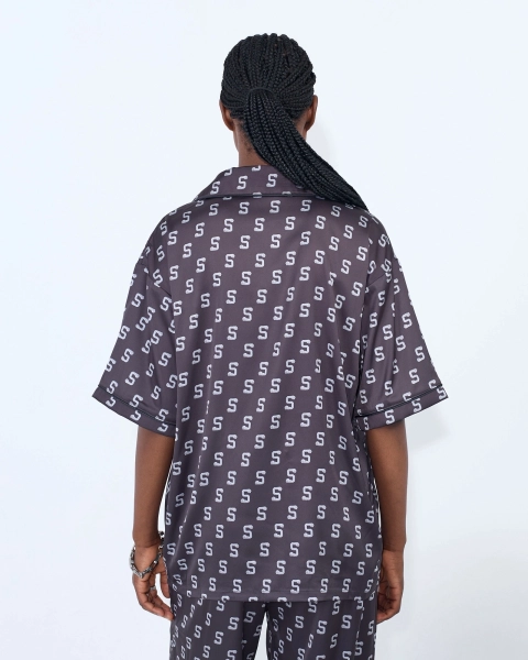 Рубашка МОНОГРАММА укороченная ASIA ST 71, цвет: Черный, Ast71.shirt-satin-crop-bl купить онлайн