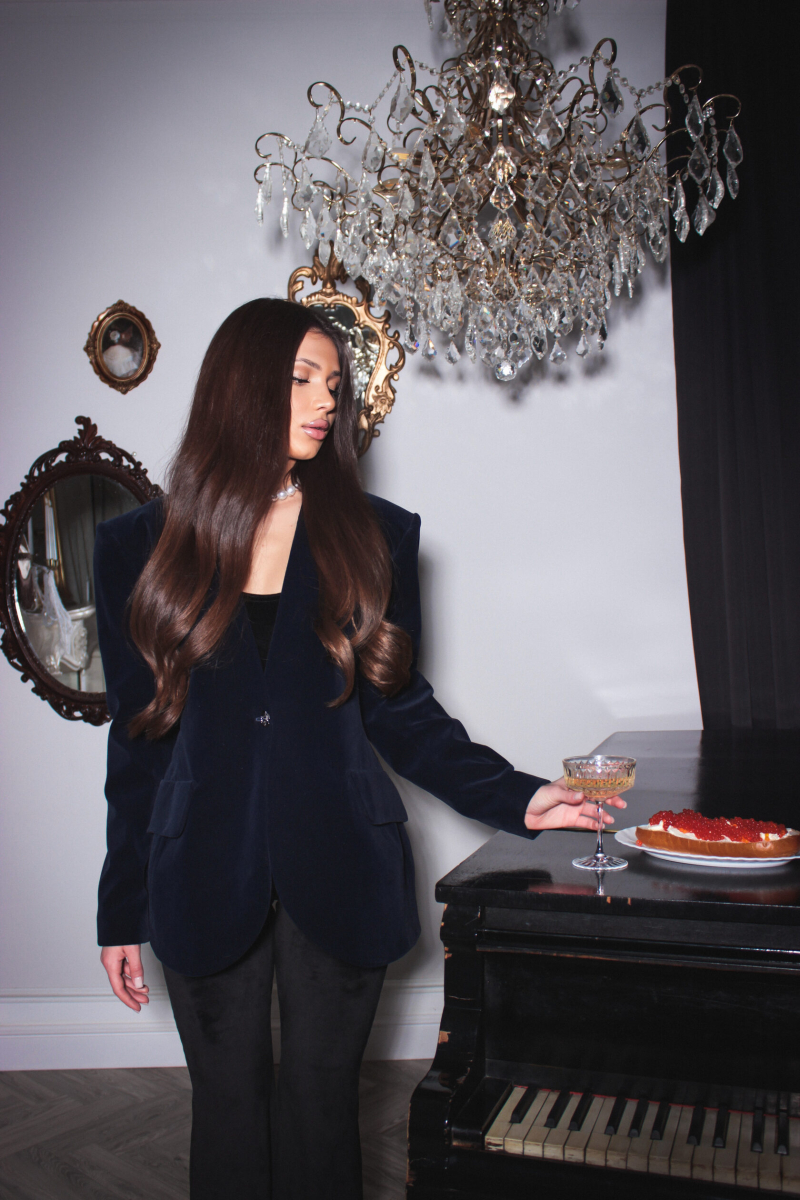 Пиджак бархатный со съемными манжетами GARCHIT, цвет: синий,  купить онлайн