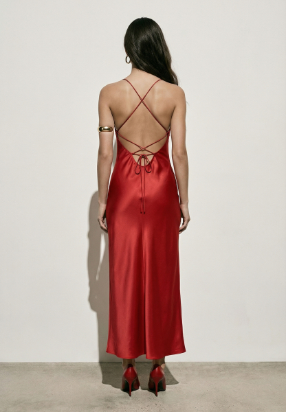 Платье комбинация с открытой спиной из атласа REFERT, цвет: красный, 08-2897/4-2511 купить онлайн
