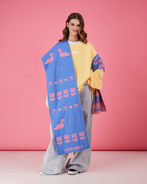 Двухсторонний шарф голубо-розовый