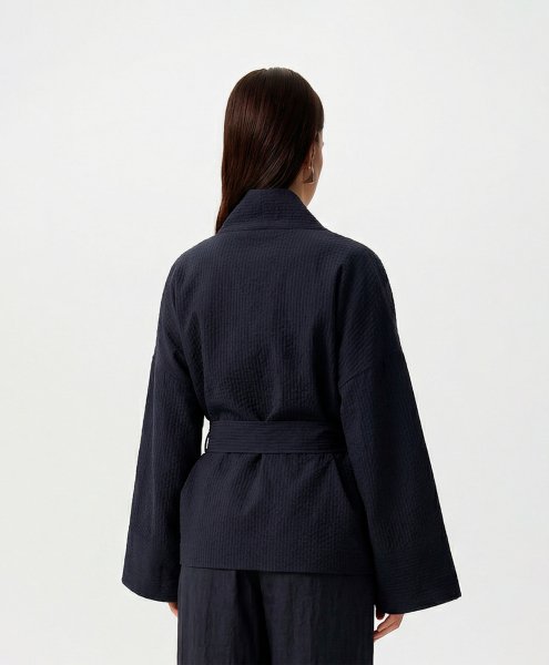 Куртка-кимоно из хлопковой ткани GLVR, цвет: синий, 126G23GAC4114 купить онлайн