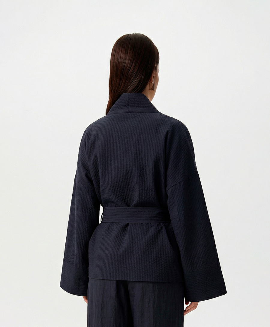 Куртка-кимоно из хлопковой ткани GLVR, цвет: синий, 126G23GAC4114 купить онлайн