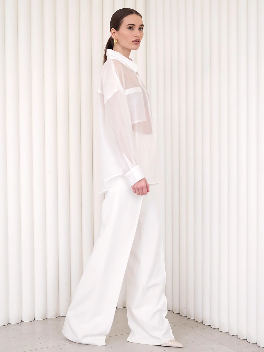 Блуза-рубашка воздушная I.B.W., цвет: молочный, BL030 купить онлайн