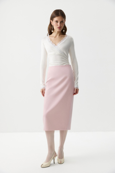 Лонгслив на запах с кружевом Charmstore, цвет: белый,  купить онлайн