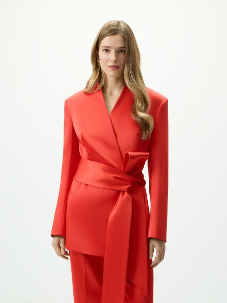 Жакет-кимоно с акцентным поясом Conso, цвет: красный, PJ 250964 - красный купить онлайн