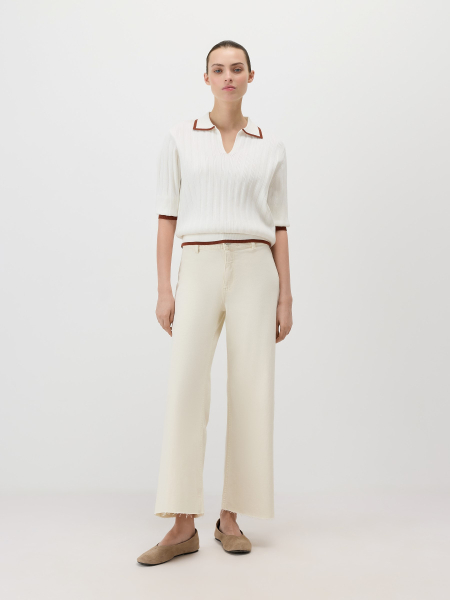 Пуловер в рубчик Conso, цвет: молочный/терракотовый, KPM 260733 - молочный/терракотовый купить онлайн