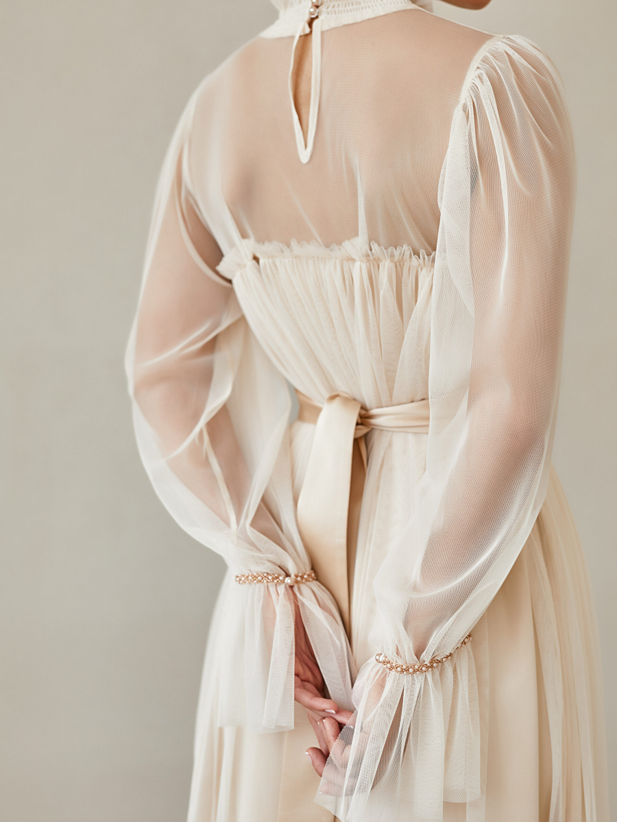 Платье воздушное из сетки I.B.W., цвет: сетка стрейч, молочный, ED032 купить онлайн