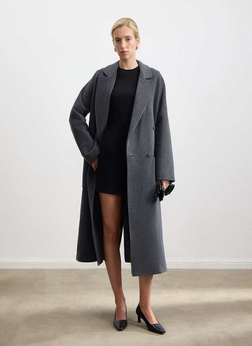 Пальто двубортное из шерсти и кашемира