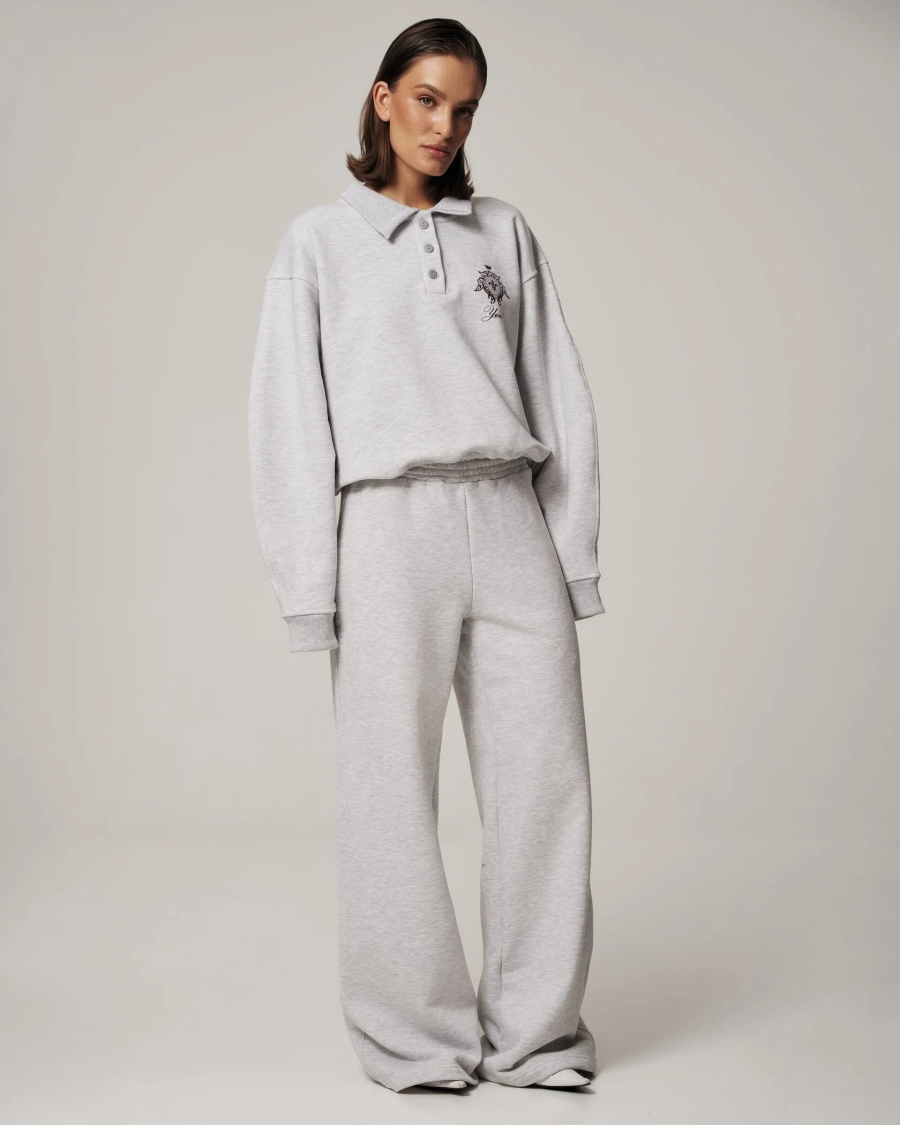 Свитшот-поло YONS STUDIOS MELANGE YONS, цвет: серый, YO-777 купить онлайн