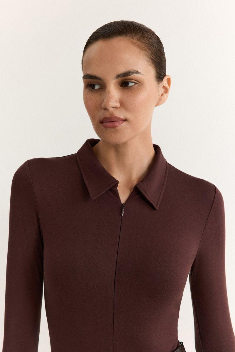 Боди из смесовой вискозы TOPTOP, цвет: коричневый, TT.022.17927.700 купить онлайн