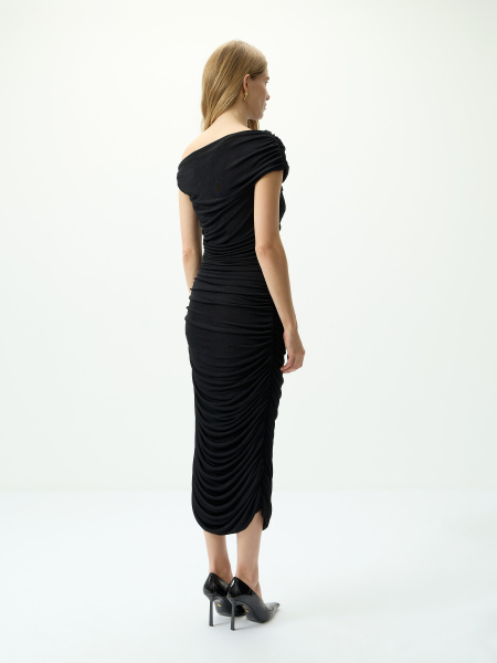Платье драпированное ассиметричное Conso, цвет: Черный, PD 250972 - черный купить онлайн