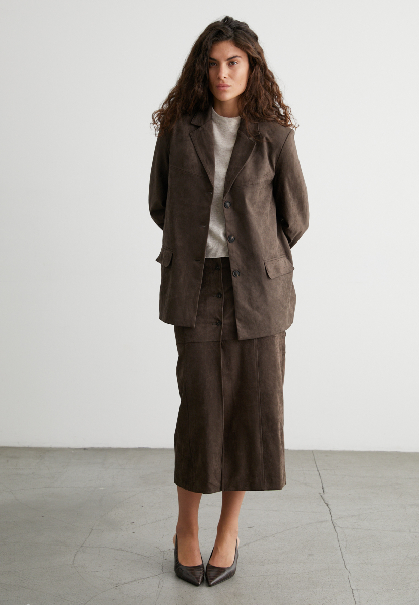 Пиджак из замши Lora Marou, цвет: коричневый, Mar6_2603 купить онлайн