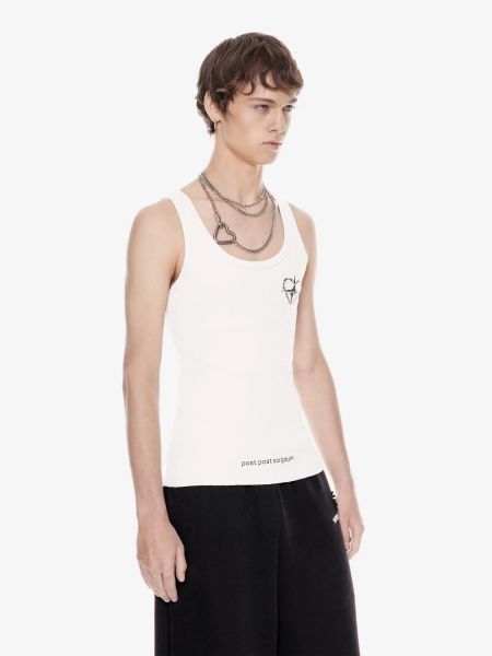 Хлопковая майка с принтом POST POST SCRIPTUM, цвет: белый,  купить онлайн