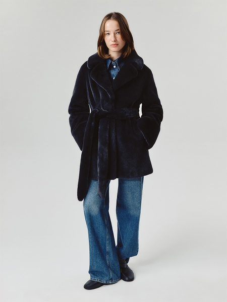 Экошуба с английским воротником Only me, цвет: графит, ЭШ2976 купить онлайн