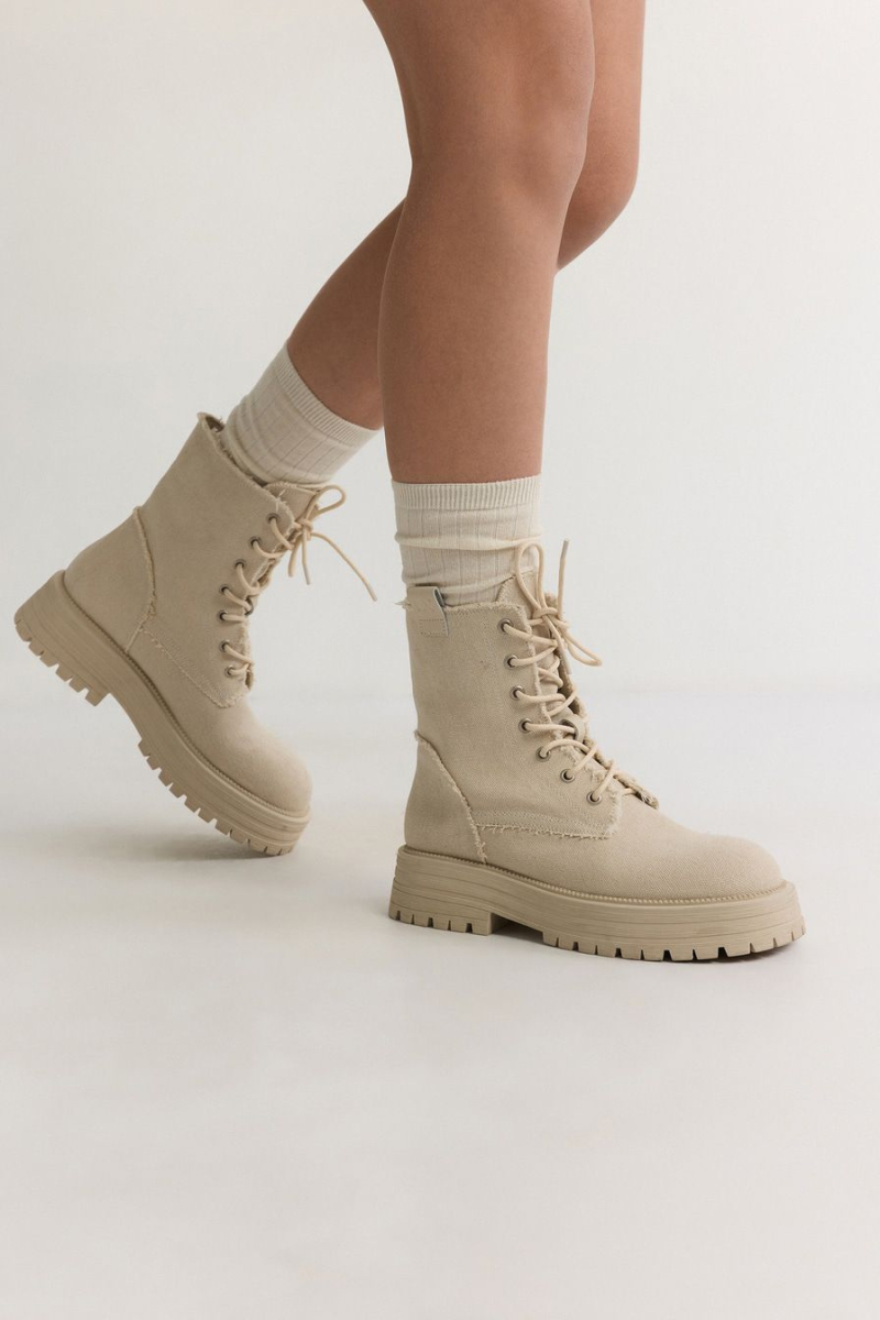 Высокие ботинки из канваса Lera Nena, цвет: бежевый с принтом LN.304.17879.111 купить онлайн