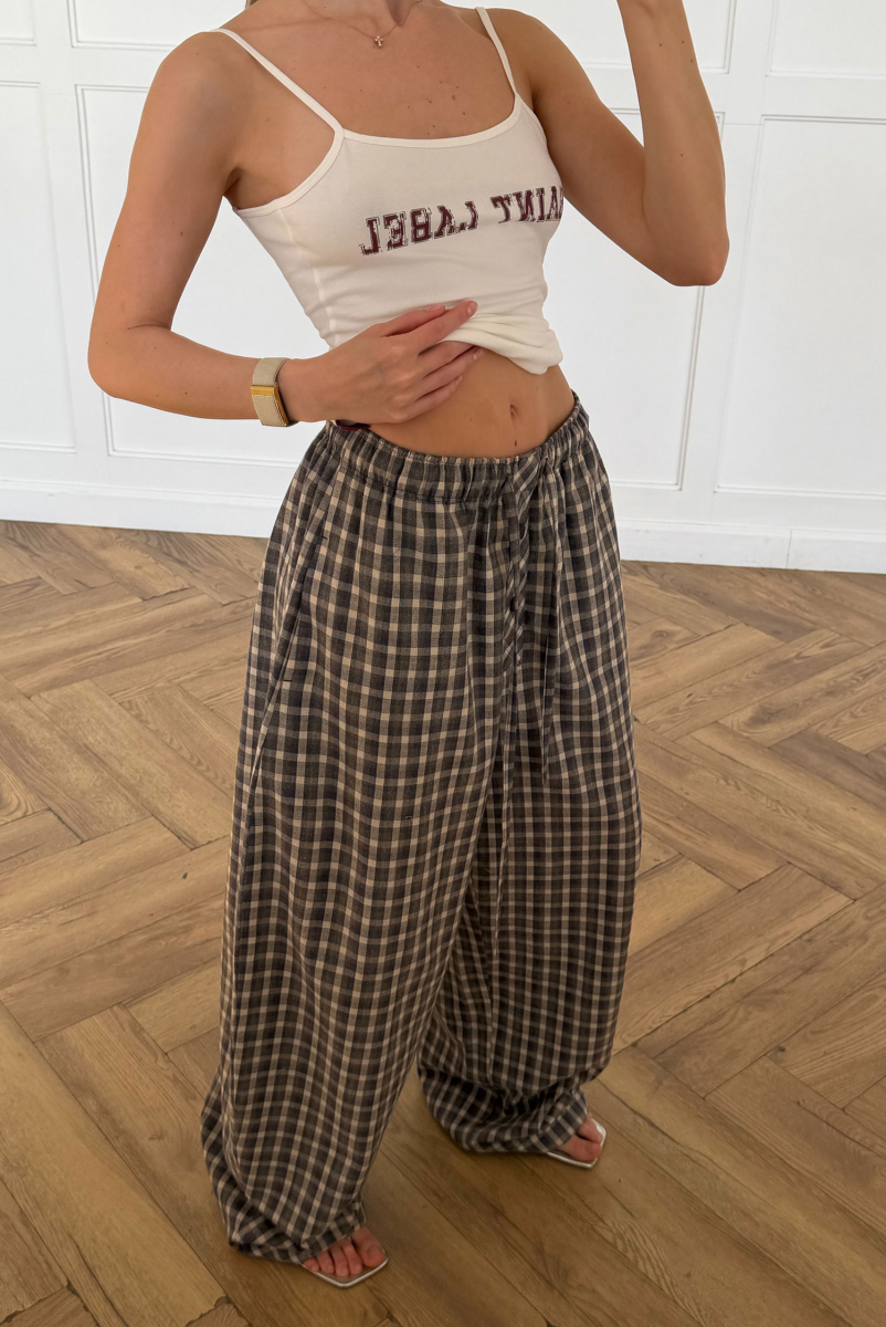 Брюки «бананы» в клетку Label .B, цвет: Сине-коричневый,  купить онлайн