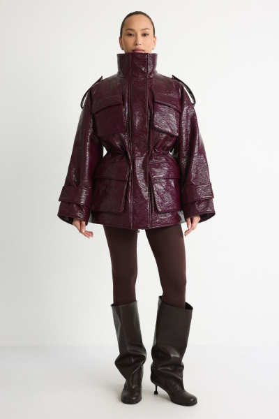 Парка из лаковой экокожи TOPTOP, цвет: Бордовый, TTS.045.18555.330 купить онлайн