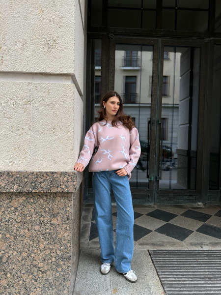 Свитер кораллы VELVET, цвет: пудровый с белым 00-00003823 |новая коллекция купить онлайн