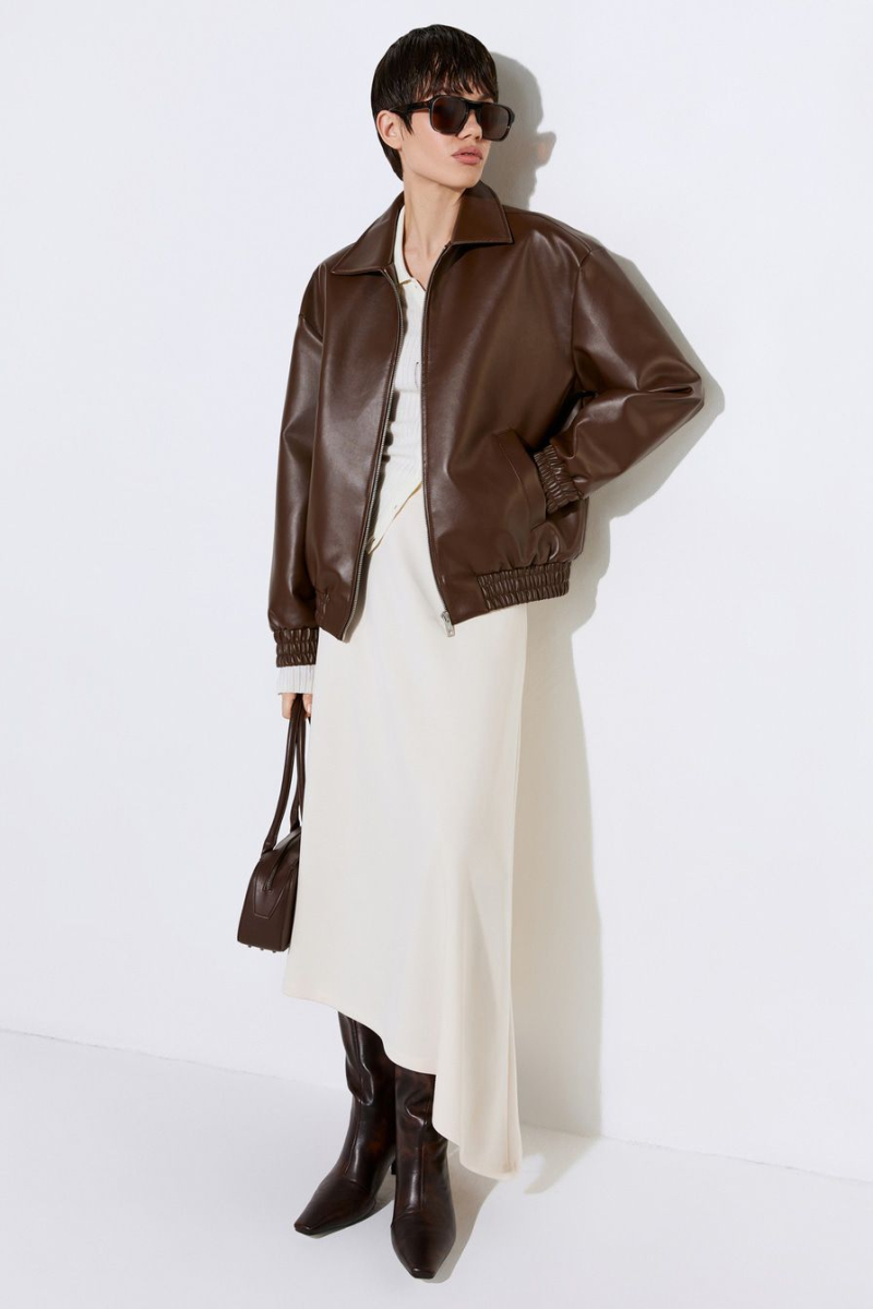 Асимметричная юбка из неопрена TOPTOP, цвет: молочный, TT.071.16235.120 купить онлайн