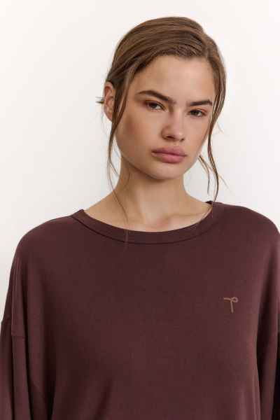Лонгслив из смесовой вискозы TOPTOP, цвет: коричневый, TT.025.17839.700 купить онлайн