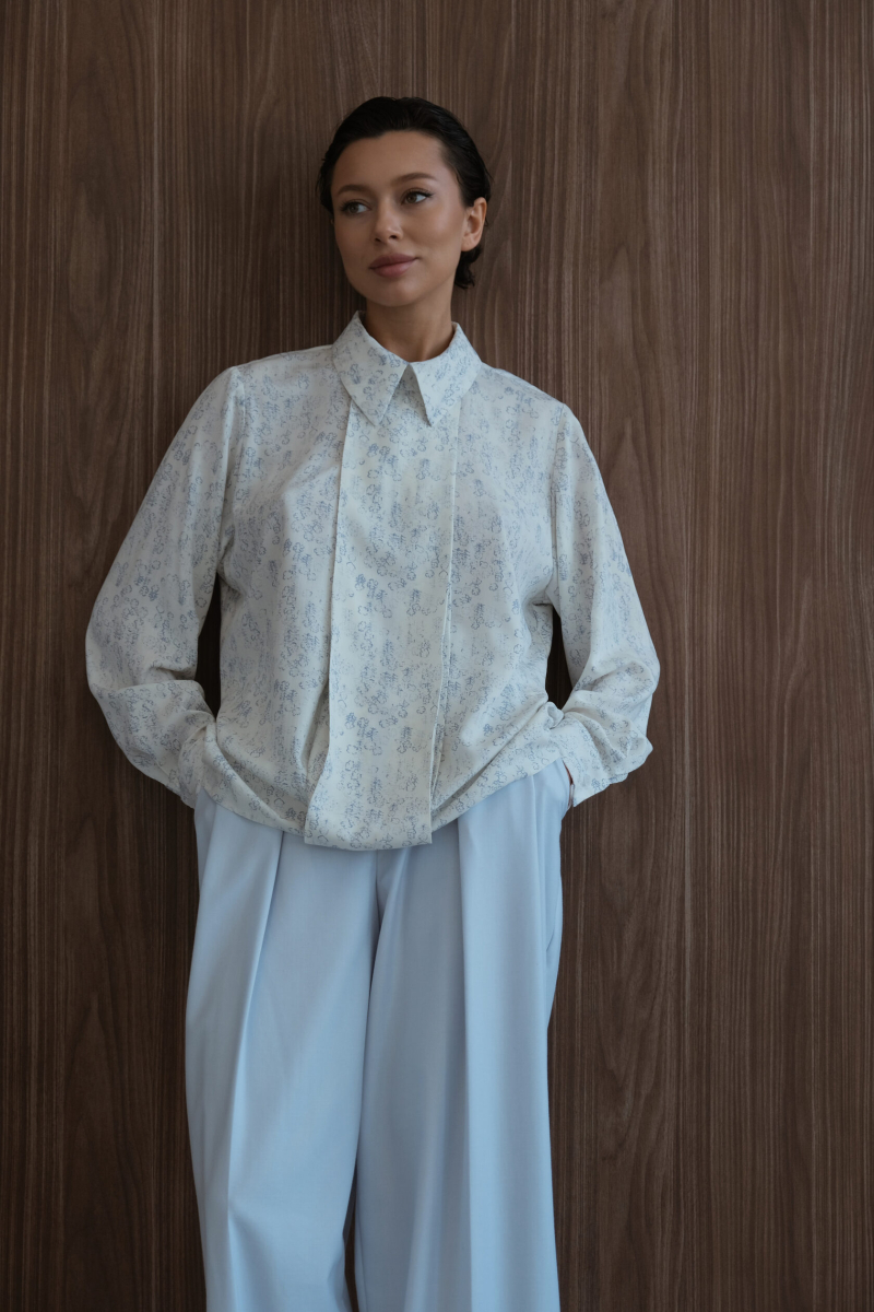 Рубашка со складкой "Чистота" с принтом Мини, цвет: молочный, НФ-00000511 купить онлайн