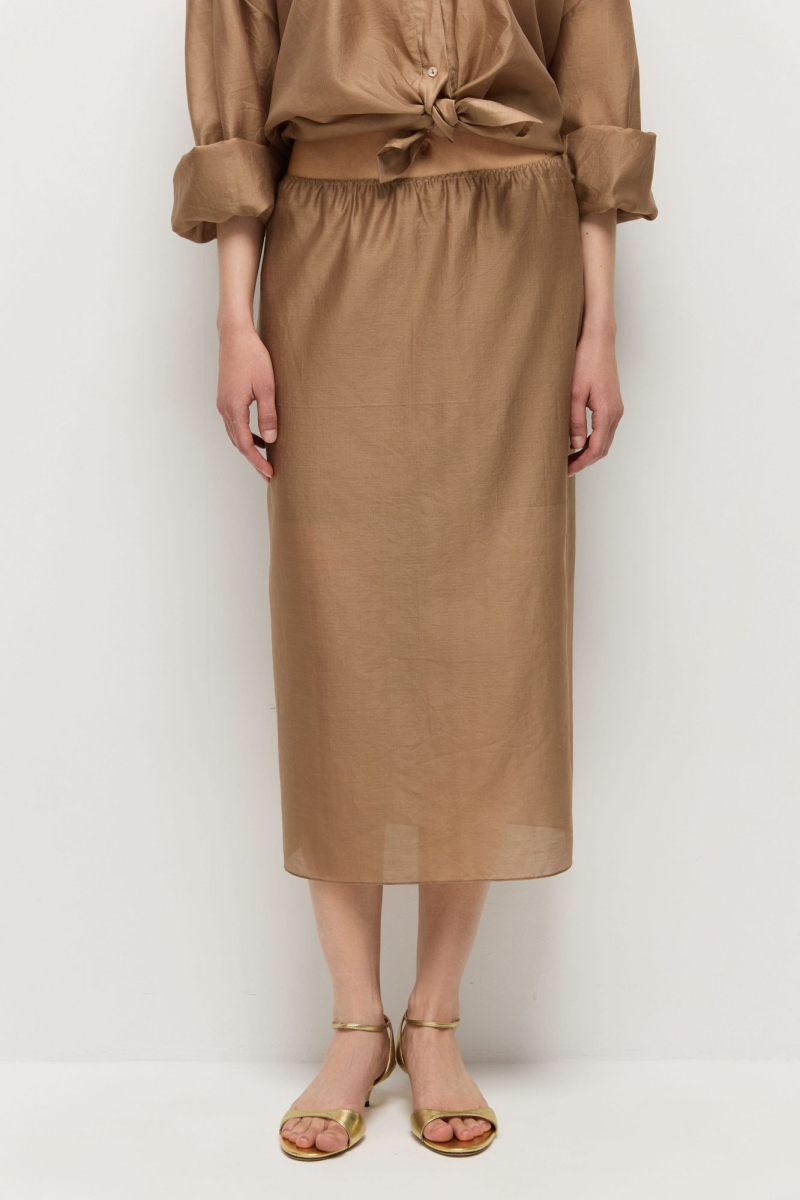 Юбка прямая из шелка с хлопком