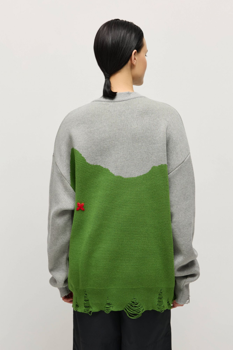 Джемпер Around x Гастроли AROUND, цвет: серый/зеленый, 219_143C01 купить онлайн