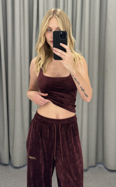 Майка из велюра BURGUNDY