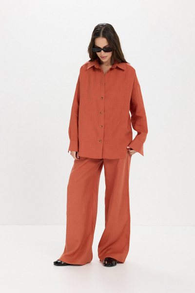 Рубашка лен ABDA, цвет: марокканская глина, 412609303517 купить онлайн